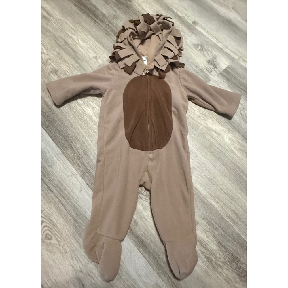 Old Navy Baby Lion Fleece Costume One Piece Sleeper Brown 6-12 Months